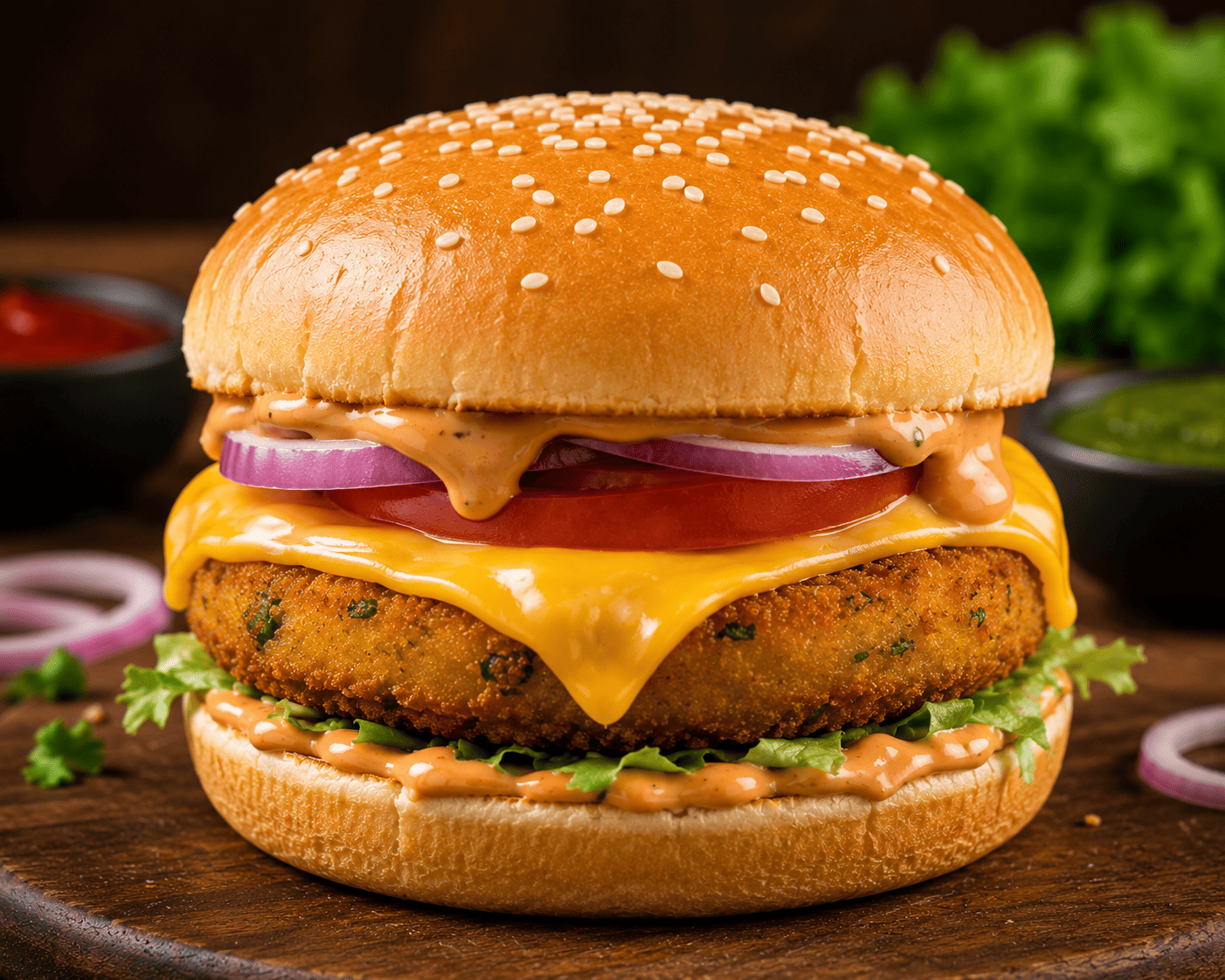 Aloo Tikki Cheese Burger