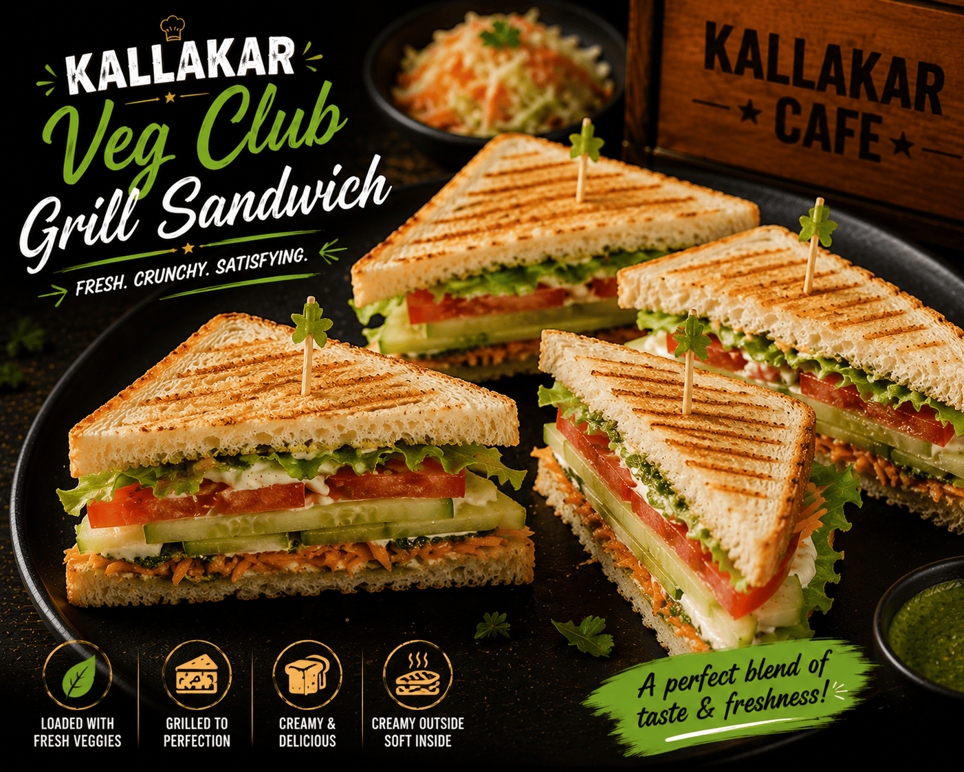 Veg Club Grill Sandwich